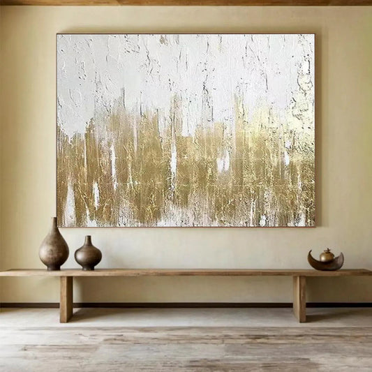 “Gold - Textured Abstract” Abstract Mixed - Media Painting On Canvas DKH427