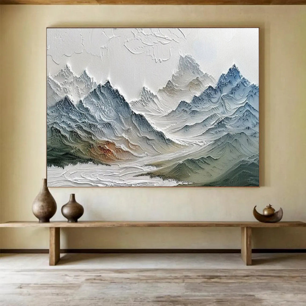 “Textured Colorful Mountain Range” Impasto Landscape Painting On Canvas DKH453