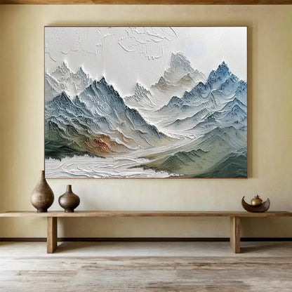“Textured Colorful Mountain Range” Impasto Landscape Painting On Canvas DKH453