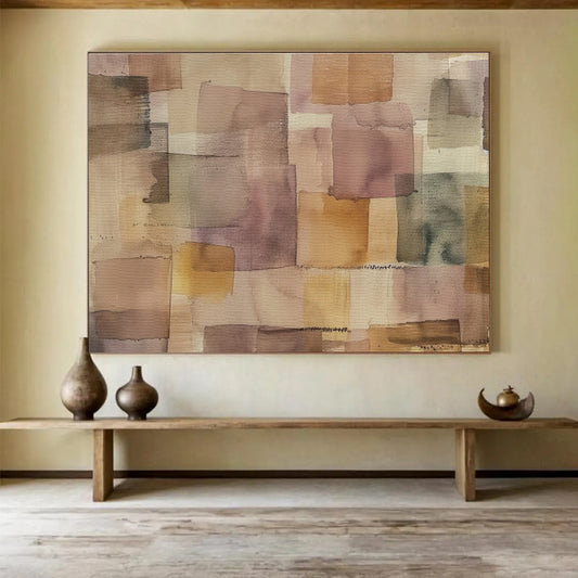 Soft Color Block Abstract “Gentle Harmonious Squares” Painting On Canvas DKH147