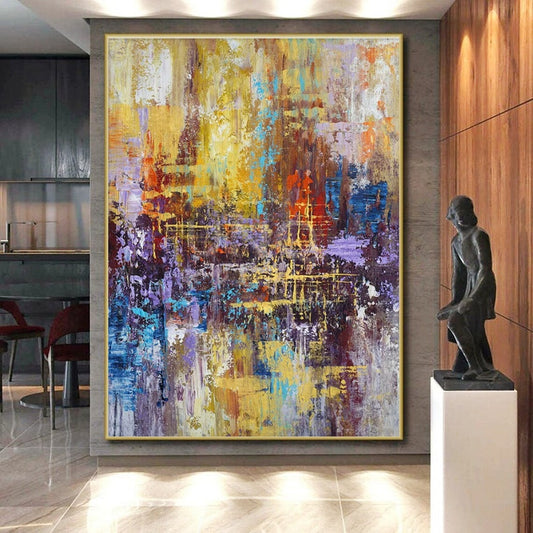 “Colorful Urban Abstract” ，Abstract Cityscape Acrylic Painting CT0914