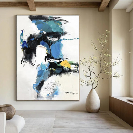 “Vibrant Blue Abstract Chaos” – Expressive Abstract Acrylic CT2085