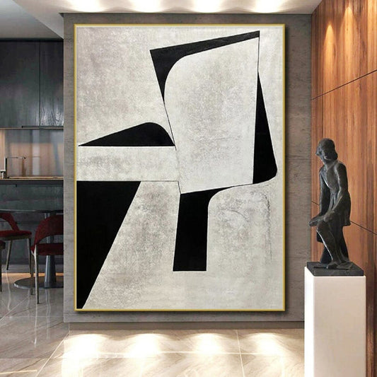 “Black and White Geometric Forms”，Abstract Minimalist Style CT0671