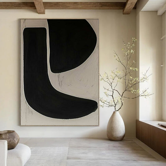 “Bold Black - White Organic Form” – Abstract Expressionist Painting CT1106