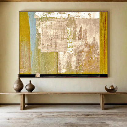 “Earthy Tones Abstract Collage” Abstract Mixed - Media Painting On Canvas DKH393