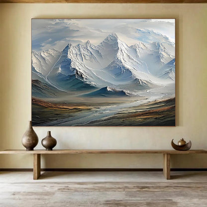 “Snowy Mountain Majesty” Surreal Landscape Painting On Canvas DKH470