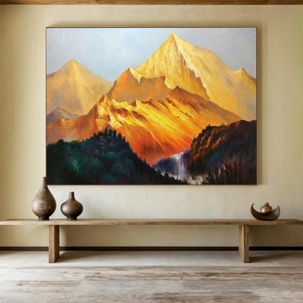 “Golden Mountain Landscape” Realistic Oil Painting On Canvas DKH433