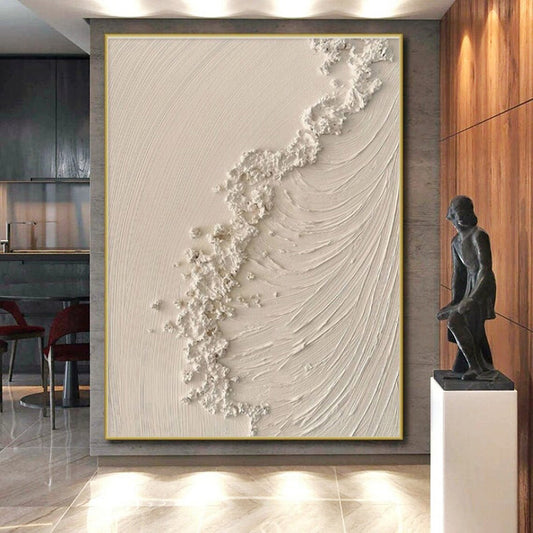 “Textured White Wavelet”，Abstract Impasto Style CT0681