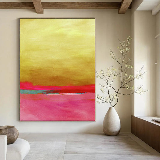 “Gold and Pink Abstract” - Minimalist Abstract Art CT2023