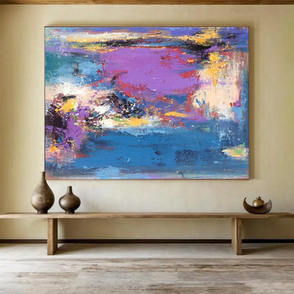 “Vibrant Purple and Blue Abstract Landscape” Painting On Canvas DKH161