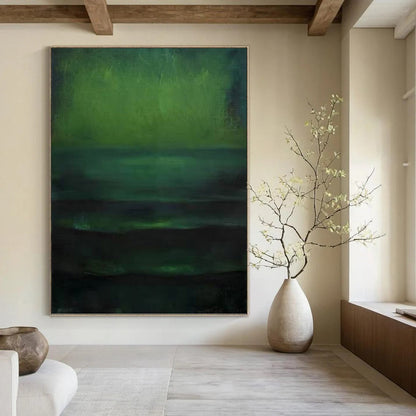 “Emerald Horizons” - Layers of Green & Teal Abstract Painting On Canvas DKH1189