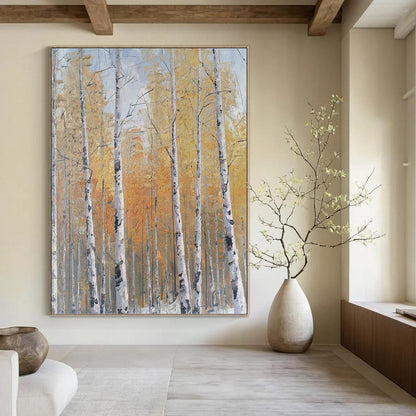 Autumn Birch Forest - Landscape Painting On Canvas DKH1299