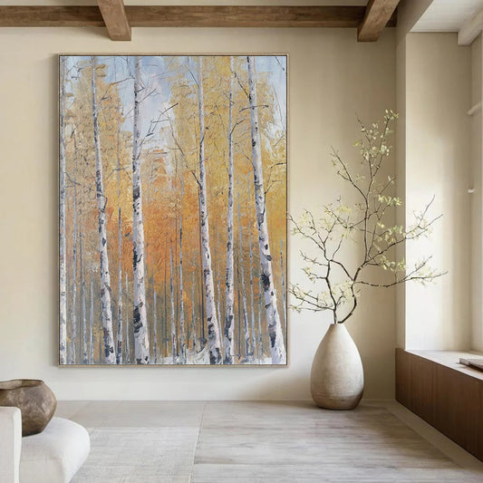 Autumn Birch Forest - Landscape Painting On Canvas DKH1299