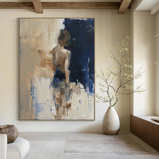 Neutral Tones, Figural Abstraction - "Nude in Haze" - Abstract Figurative Painting CT1830