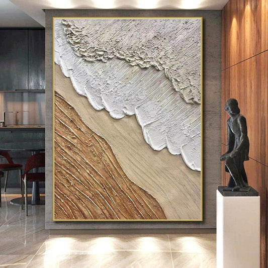 Beige - Brown Textured Layers, “Earthen Rhythms” - Textured Abstract Mixed - Media Painting CT0721