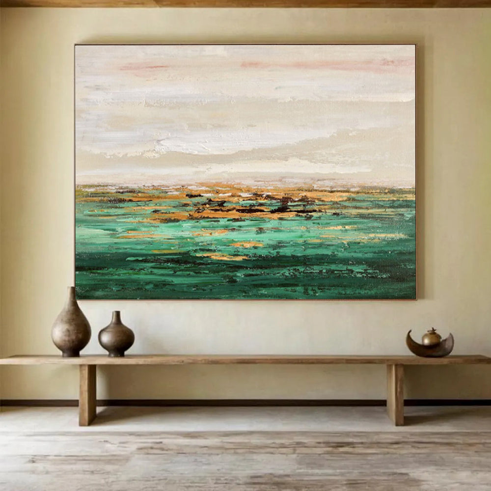 Ethereal Coastal View - Abstract Seascape Painting On Canvas DKH644