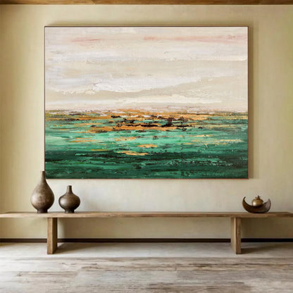 Ethereal Coastal View - Abstract Seascape Painting On Canvas DKH644