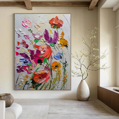 “3D Floral Burst - Multicolor Impasto Flower Bouquet” Painting On Canvas DTP265