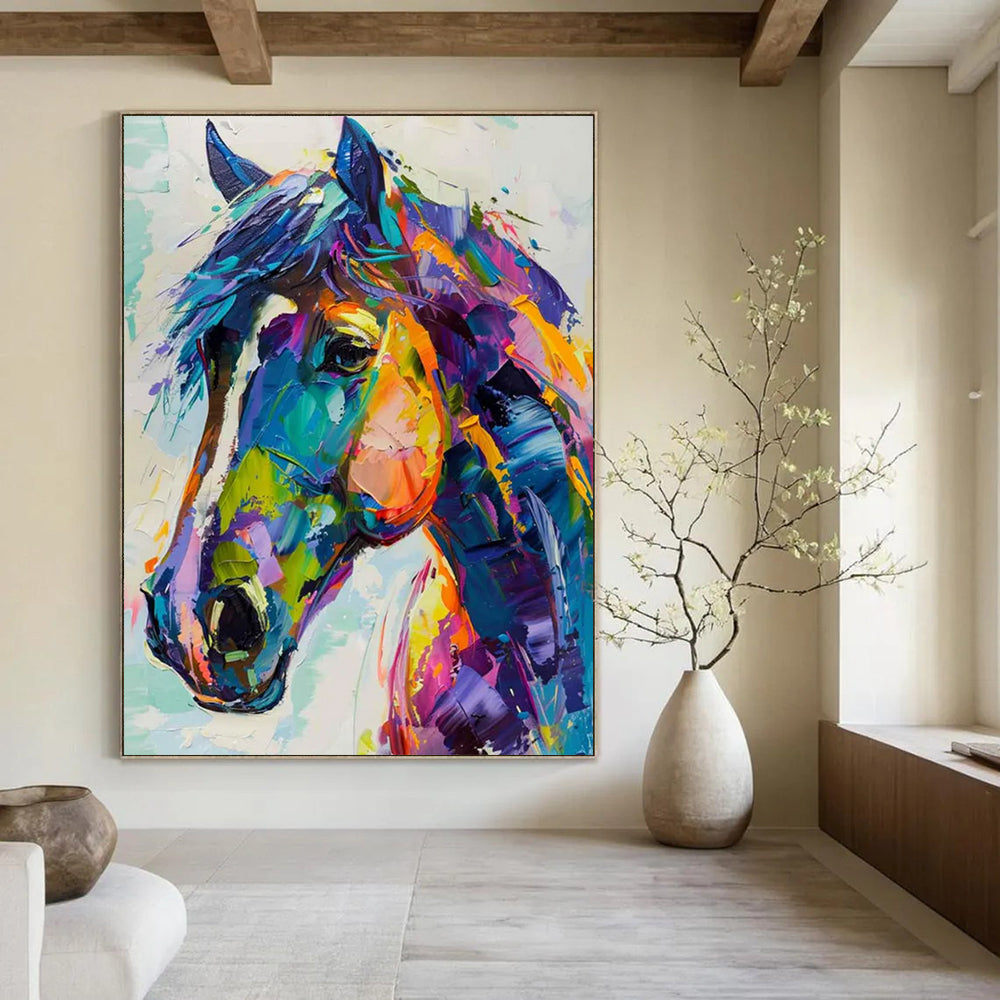 “Vibrant Colorful Horse” - Expressionist Animal Painting On Canvas DTP086