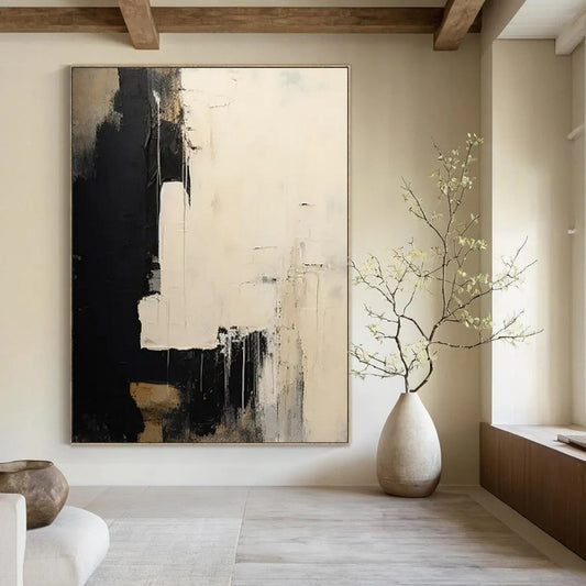 “Black & White Textured Abstract” - Abstract Painting On Canvas CT2362