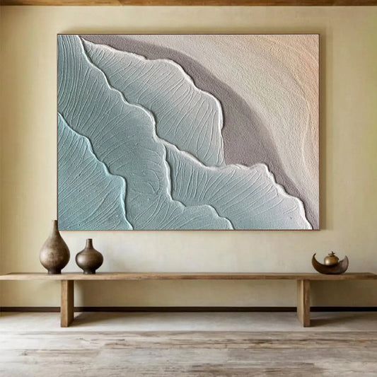 Colorful Abstract Composition in Green, Blue, and Orange, Expressive Abstract Painting On Canvas DKH579