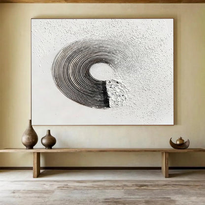 Textured Circular Form - Abstract Mixed - Media Painting On Canvas DKH645