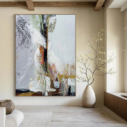 “Mixed - Media Abstract Layers” - Mixed - Media Abstract Painting On Canvas DTP043