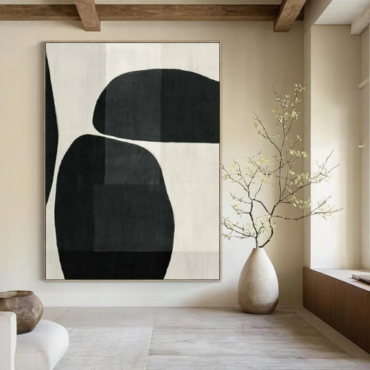 Black - White Abstract Forms II - Minimalist Abstract Ink Painting CT1427