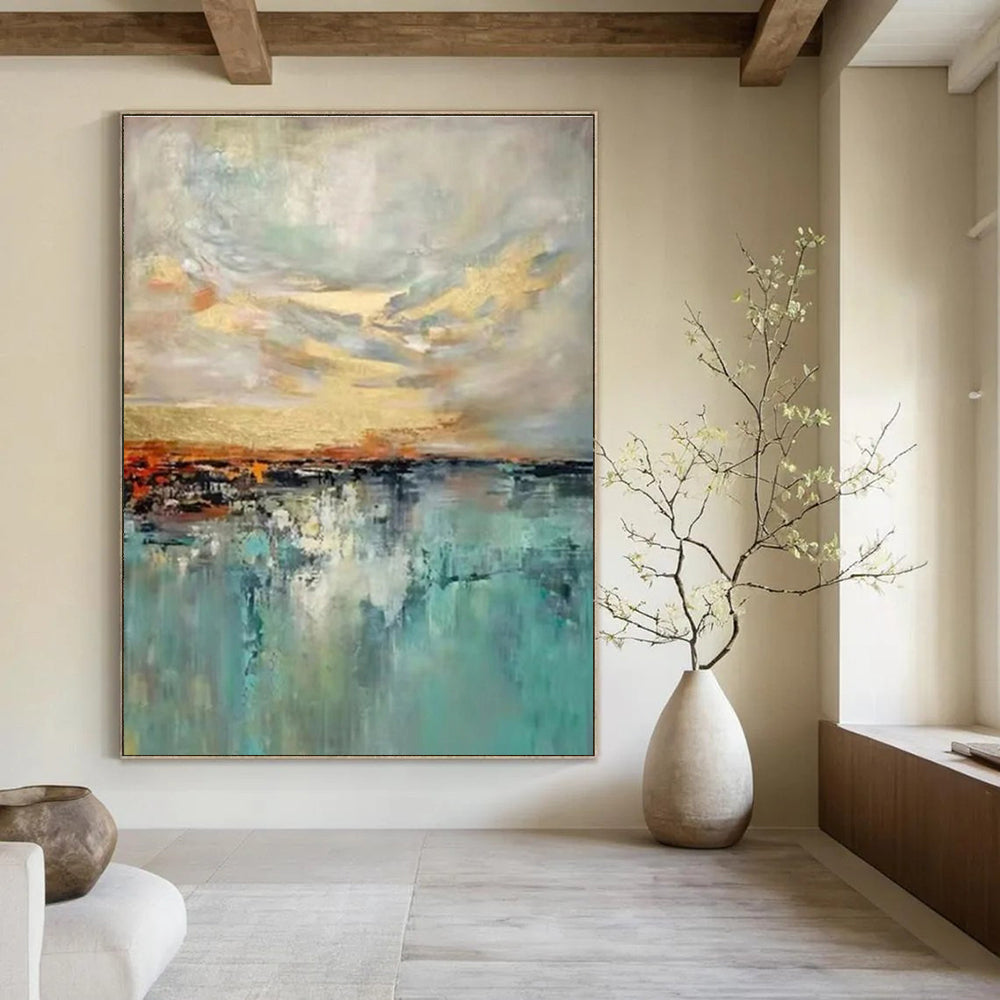 Abstract Landscape with Sky and Water - Impressionistic Abstract Landscape Painting CT1422