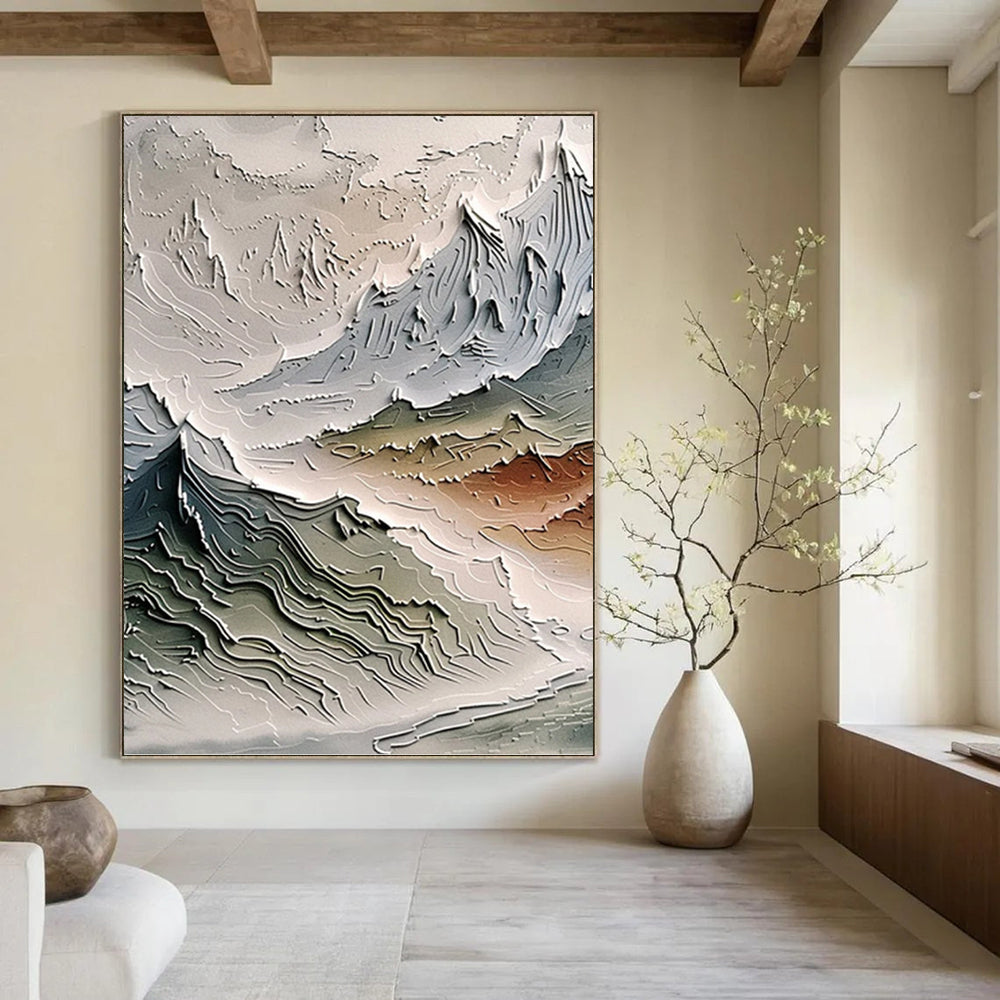 “Multicolor Textured Mountainscape” Painting On Canvas DKH0981