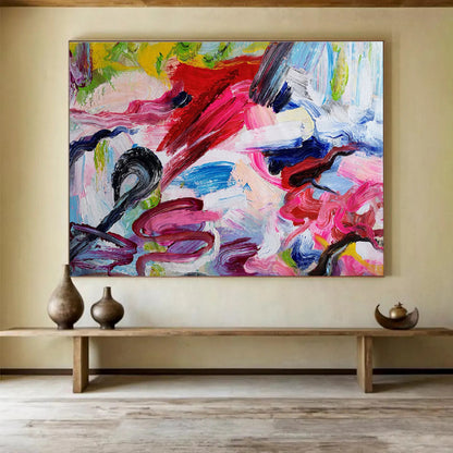Energetic Colorful Swirl Abstract Painting On Canvas DKH297