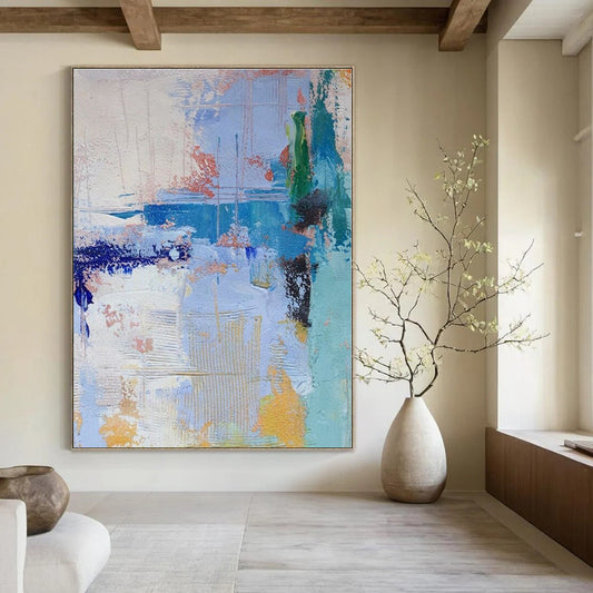 Blue - based Colorful Abstract - Abstract Expressionist Acrylic Painting CT1386