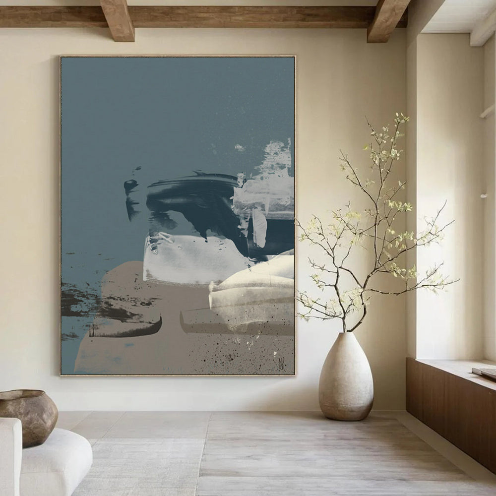 “Gray and Black Abstract Layers” - Gray, Black Abstract Painting On Canvas DTP242