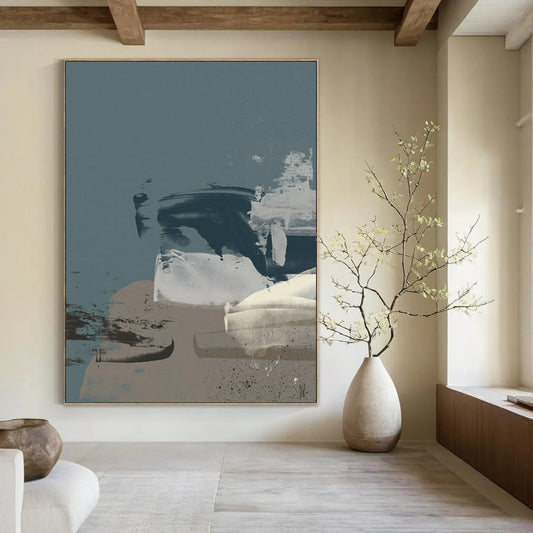 “Gray and Black Abstract Layers” - Gray, Black Abstract Painting On Canvas DTP242