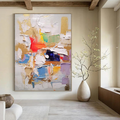 “Color - Blocked Impasto Abstraction” - Bold Abstract Painting On Canvas DKH1057