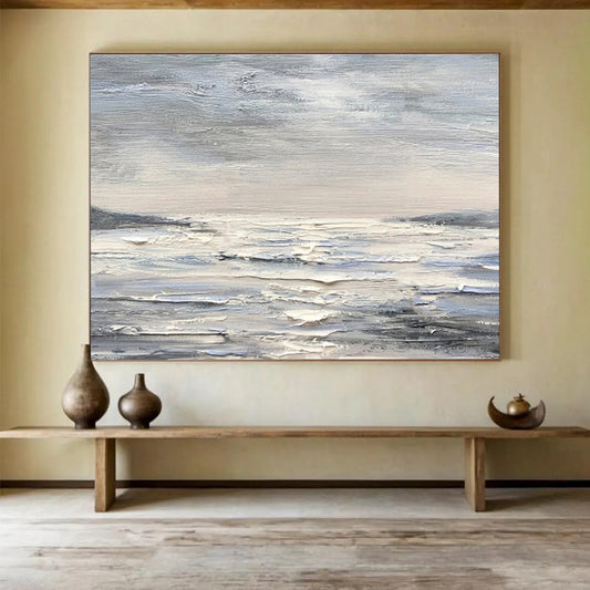 Monochromatic Seascape - Abstract Seascape Painting On Canvas DKH630