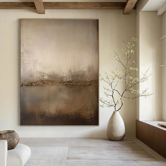 Beige & Brown Textured Gradient - "Earth’s Horizon" - Textured Abstract Painting CT1467