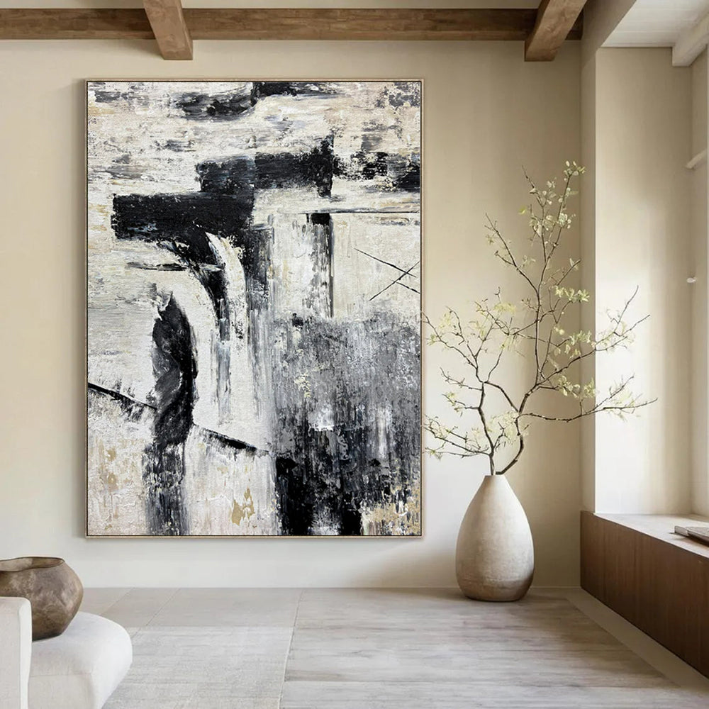 Monochrome Abstract Construction - Oil Painting CT1223