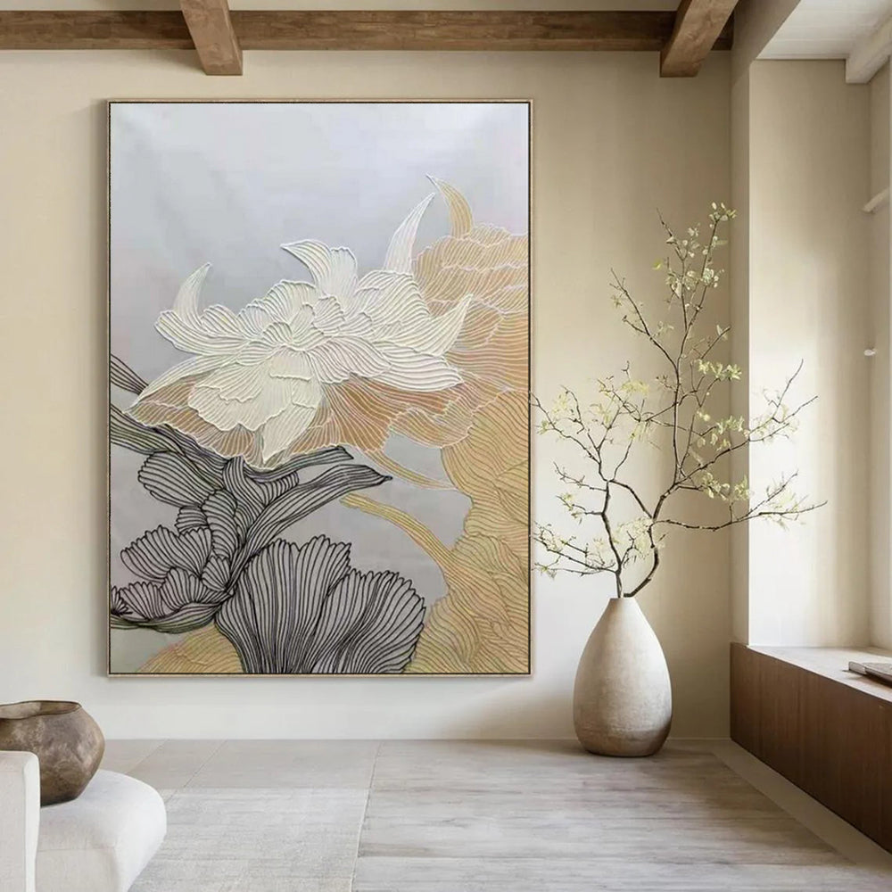 Line - Drawn Flowers Decorative Abstract Art CT1958