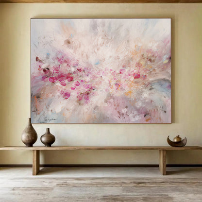 “Blush - Toned Floral Burst” Impressionist - Style Floral Painting On Canvas DKH533
