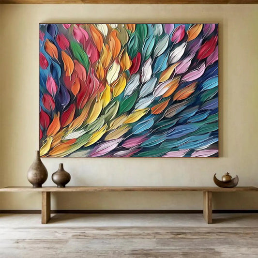 Colorful Feather - Like Forms Painting On Canvas DKH689