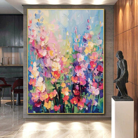 “Vibrant Floral Hues, Impasto Flowers” - “Blooming Symphony”，Impasto Oil Painting CT0694