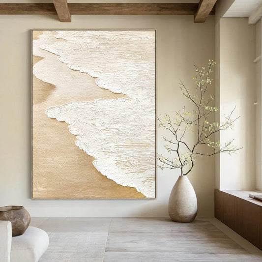“Textured Sandy Shore Waves” – Impasto Seascape Painting CT1101
