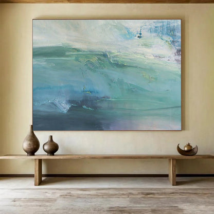 “Turquoise Abstract Seascape” Abstract Impressionist Painting On Canvas DKH417