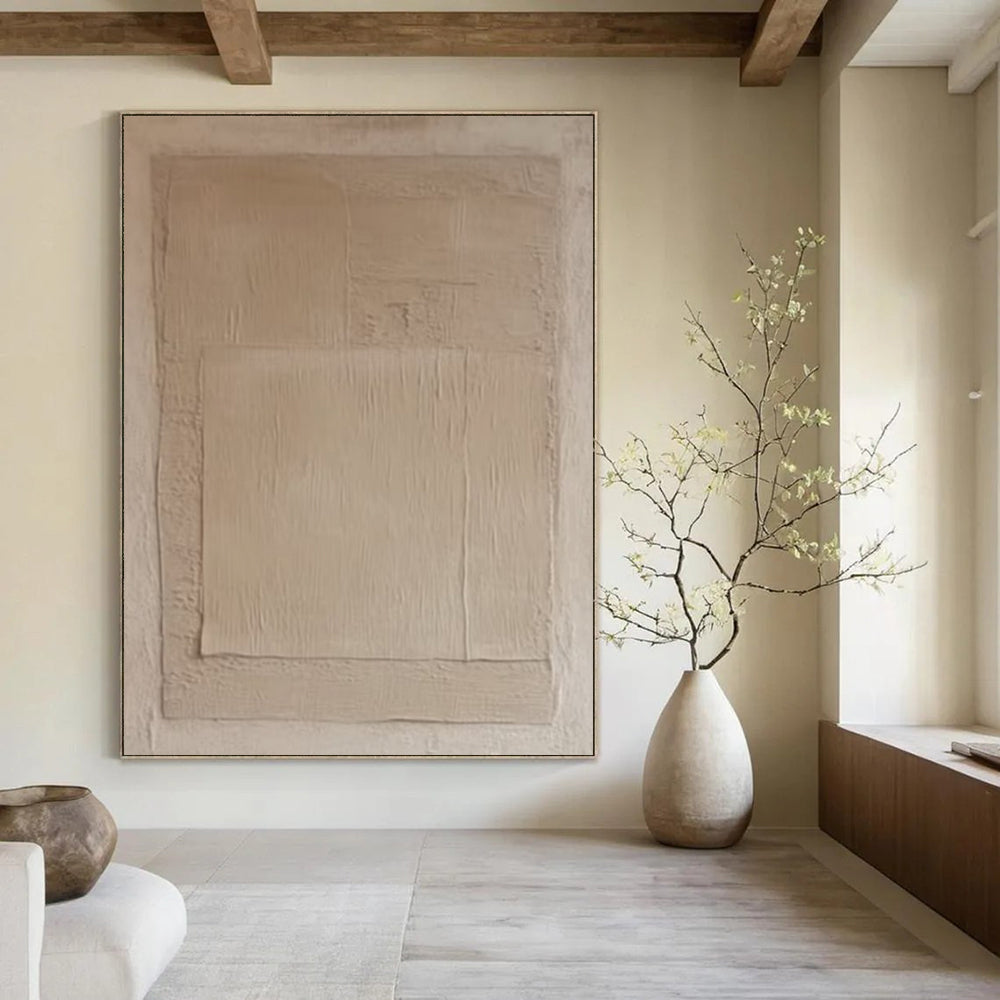 “Beige Minimalist Texture ‘Understated Elegance’” - Textured Abstract Painting On Canvas DTP360