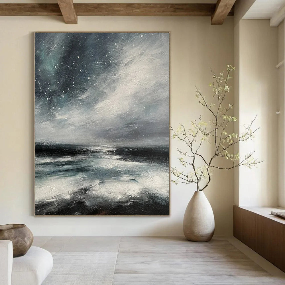 Starry Sea Abstract - Seascape - Inspired Abstract Painting On Canvas CT2270