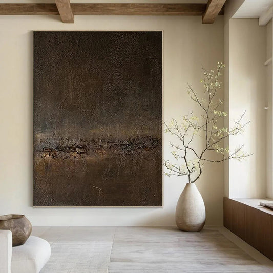 “Dark Textured Abstraction” - Minimalist Abstract Painting On Canvas DTP057