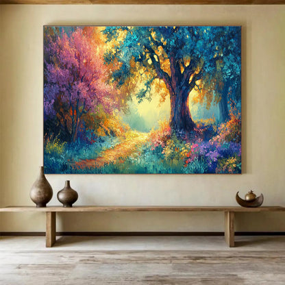 “Enchanted Forest Path” - Colorful, Vibrant Landscape Fantasy Painting On Canvas DKH697