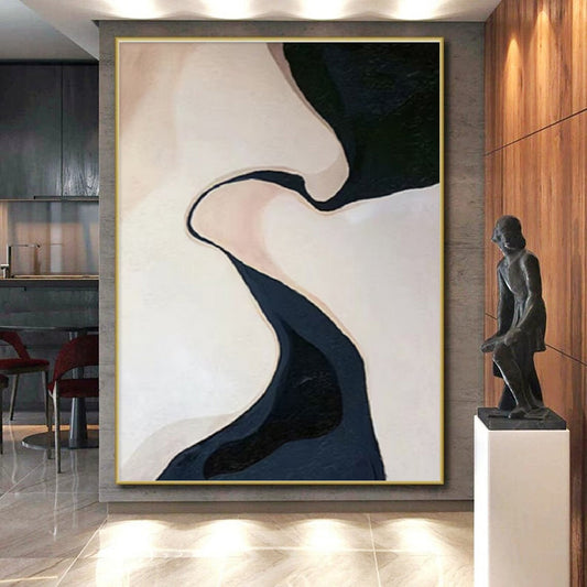 “Curved River in Neutral Tones”，Abstract Landscape Style CT0664