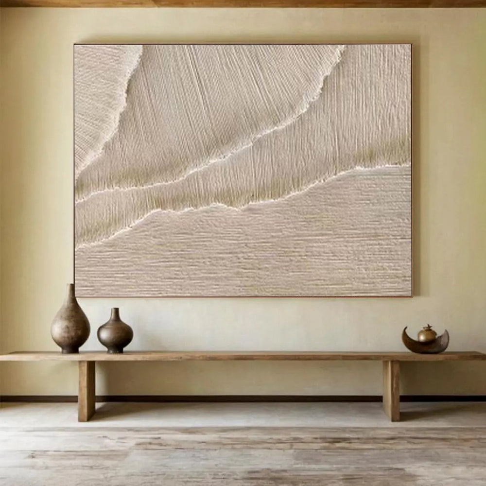 Textured Neutral Abstract “Subtle Textured Layers” Painting On Canvas DKH095